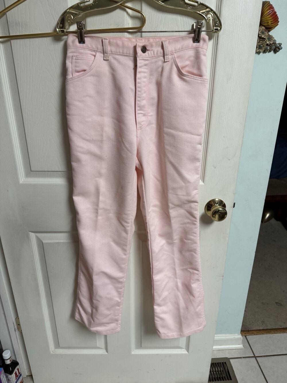 Vnt 70s Flare Hippy Jeans Sheplers Womens Baby Pink Light 28x28 Med Sz 12
